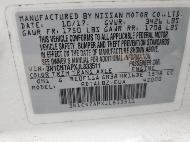 Photo 11 VIN: 3N1CN7APXJL833511 - NISSAN VERSA 