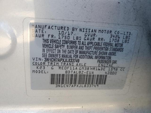 Photo 11 VIN: 3N1CN7APXJL833749 - NISSAN VERSA 