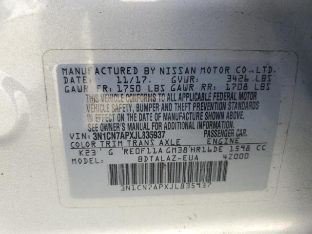 Photo 12 VIN: 3N1CN7APXJL835937 - NISSAN VERSA 