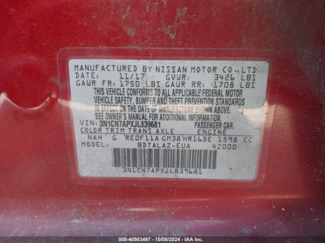 Photo 8 VIN: 3N1CN7APXJL839681 - NISSAN VERSA 