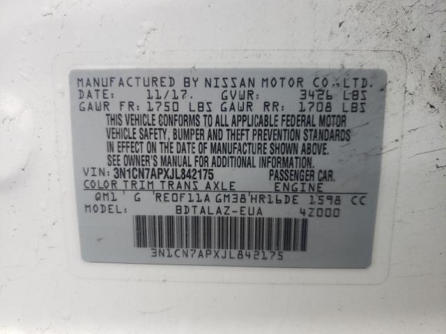 Photo 9 VIN: 3N1CN7APXJL842175 - NISSAN VERSA S 