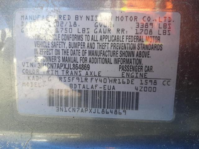 Photo 11 VIN: 3N1CN7APXJL864869 - NISSAN VERSA S 