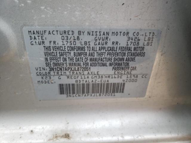 Photo 9 VIN: 3N1CN7APXJL872051 - NISSAN VERSA S 