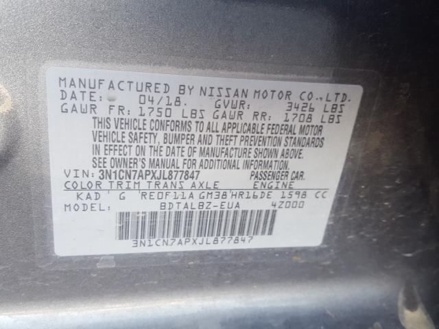 Photo 9 VIN: 3N1CN7APXJL877847 - NISSAN VERSA S 