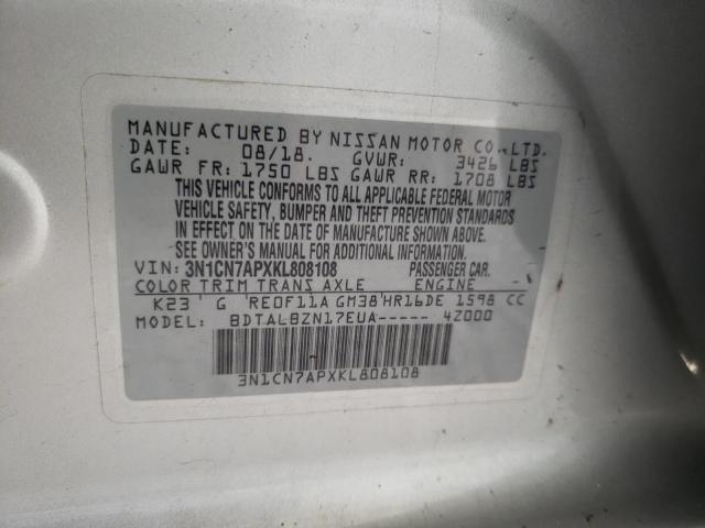 Photo 11 VIN: 3N1CN7APXKL808108 - NISSAN VERSA S 