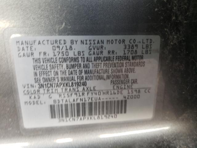 Photo 9 VIN: 3N1CN7APXKL819240 - NISSAN VERSA S 