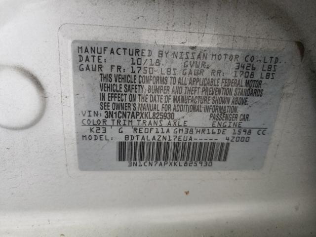 Photo 9 VIN: 3N1CN7APXKL825930 - NISSAN VERSA S 