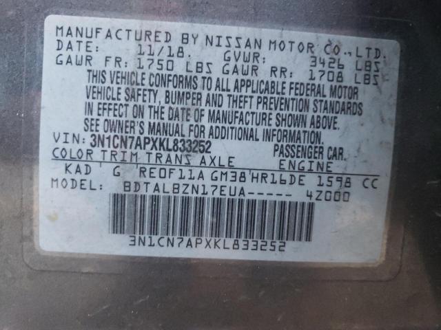 Photo 12 VIN: 3N1CN7APXKL833252 - NISSAN VERSA S 