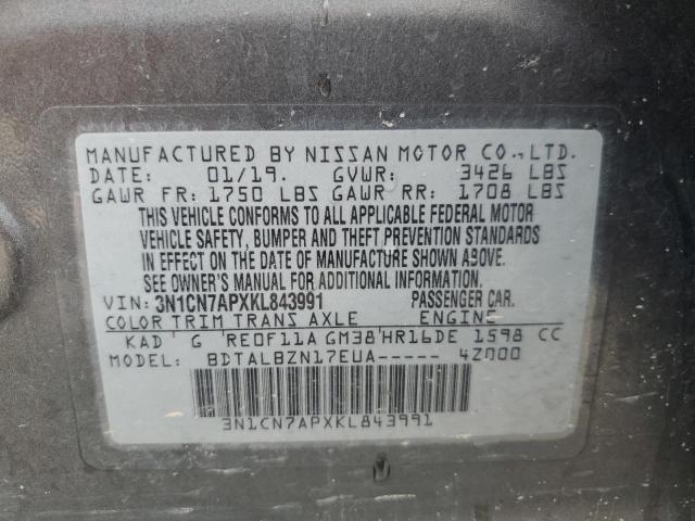 Photo 12 VIN: 3N1CN7APXKL843991 - NISSAN VERSA S 