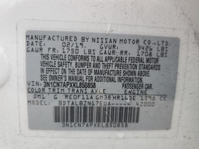 Photo 12 VIN: 3N1CN7APXKL850858 - NISSAN VERSA 