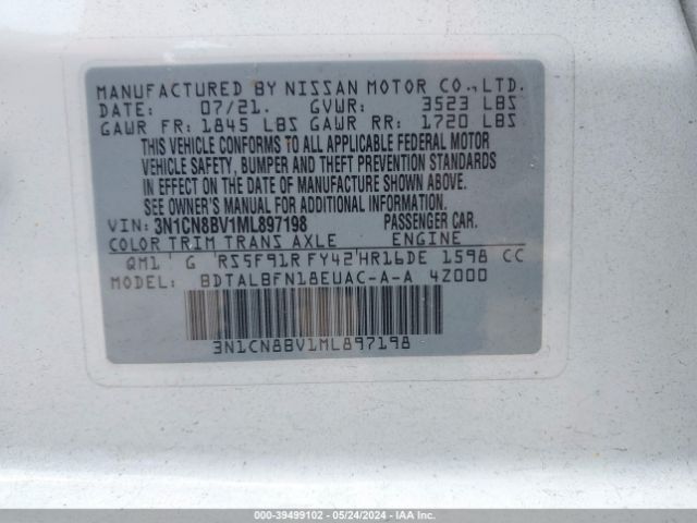 Photo 8 VIN: 3N1CN8BV1ML897198 - NISSAN VERSA 