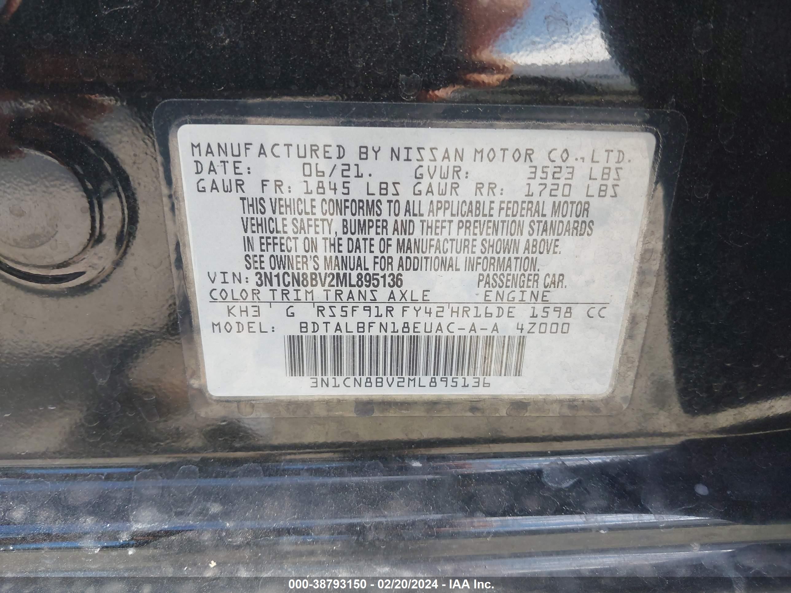 Photo 8 VIN: 3N1CN8BV2ML895136 - NISSAN VERSA 