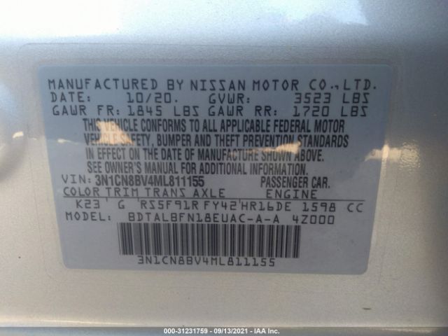 Photo 8 VIN: 3N1CN8BV4ML811155 - NISSAN VERSA 