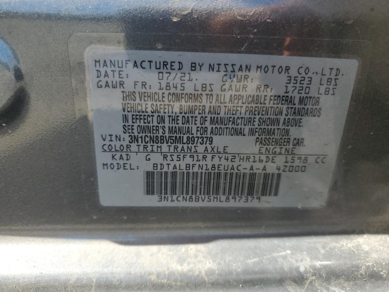 Photo 11 VIN: 3N1CN8BV5ML897379 - NISSAN VERSA 