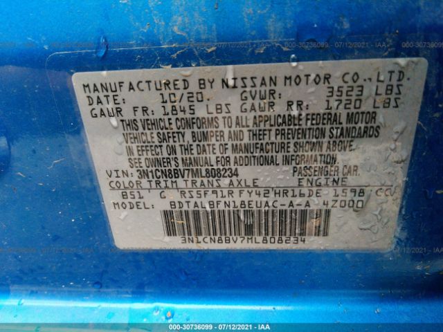 Photo 8 VIN: 3N1CN8BV7ML808234 - NISSAN VERSA 