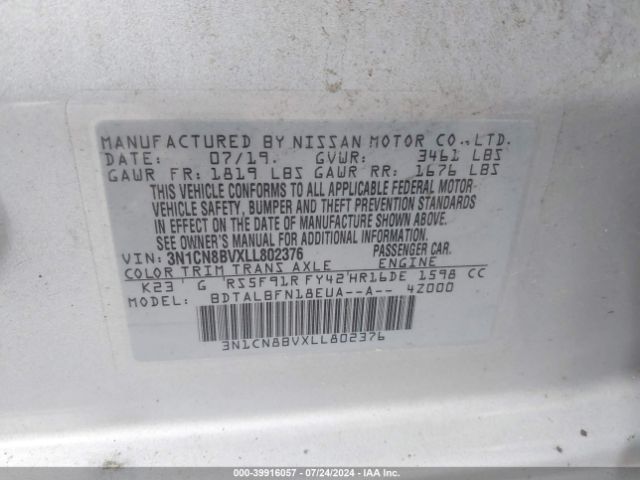 Photo 8 VIN: 3N1CN8BVXLL802376 - NISSAN VERSA 