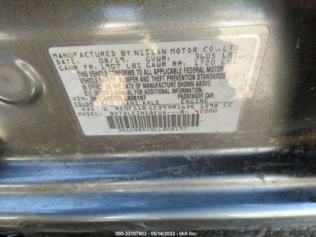 Photo 8 VIN: 3N1CN8DV0LL808197 - NISSAN VERSA 