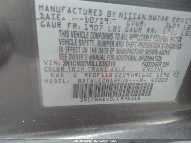 Photo 8 VIN: 3N1CN8DV0LL835318 - NISSAN VERSA 