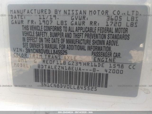 Photo 8 VIN: 3N1CN8DV0LL845525 - NISSAN VERSA 