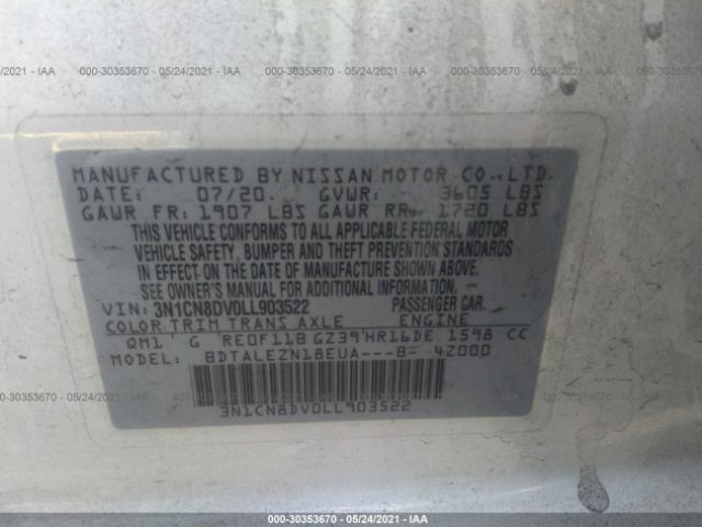 Photo 8 VIN: 3N1CN8DV0LL903522 - NISSAN VERSA 