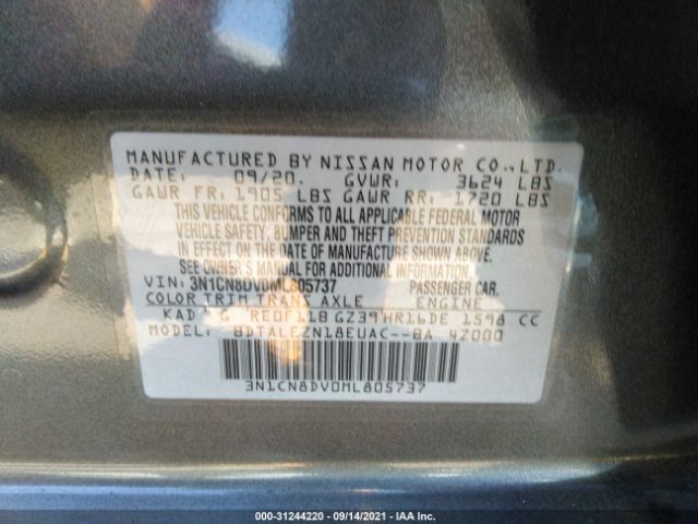 Photo 8 VIN: 3N1CN8DV0ML805737 - NISSAN VERSA 