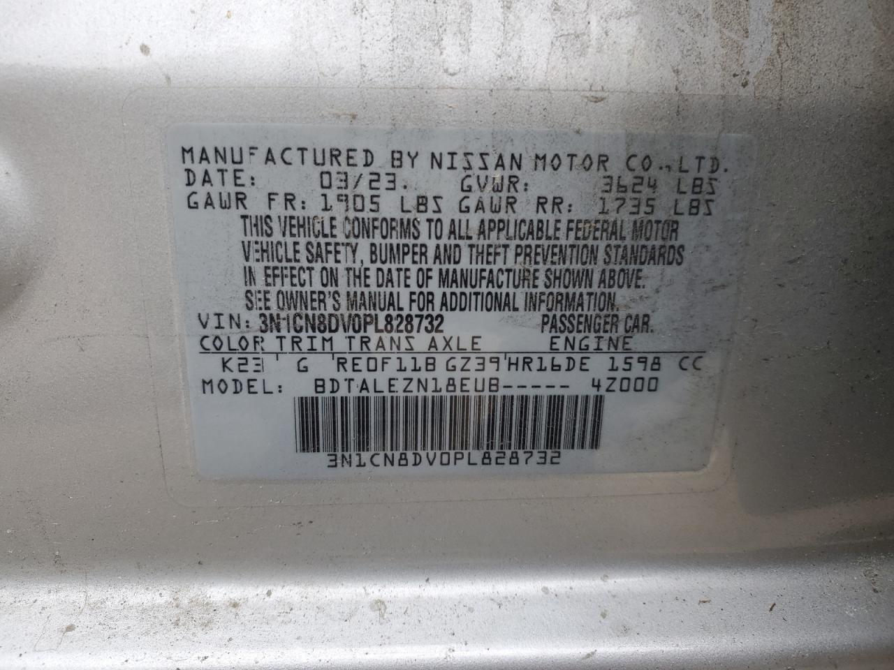 Photo 11 VIN: 3N1CN8DV0PL828732 - NISSAN VERSA 