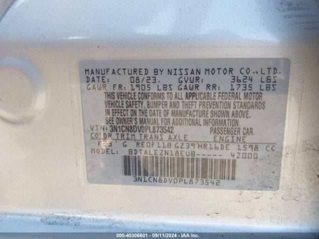 Photo 8 VIN: 3N1CN8DV0PL873542 - NISSAN VERSA 