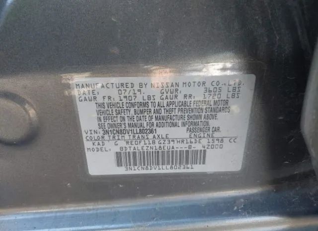 Photo 8 VIN: 3N1CN8DV1LL802361 - NISSAN VERSA 