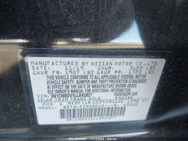 Photo 8 VIN: 3N1CN8DV1LL842827 - NISSAN VERSA 