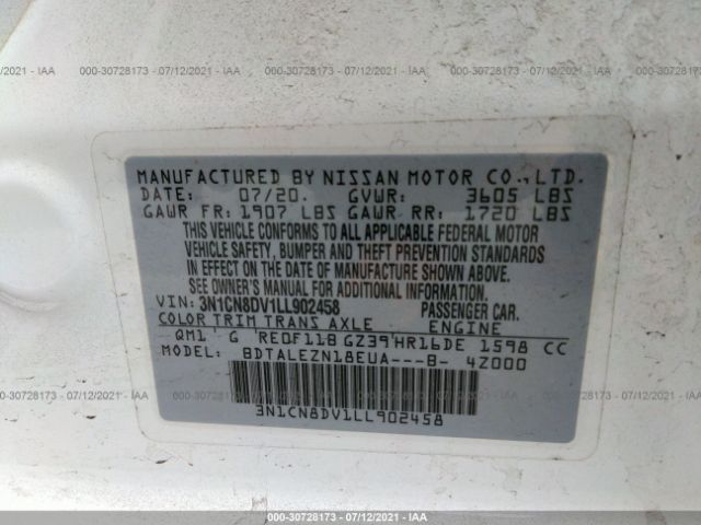 Photo 8 VIN: 3N1CN8DV1LL902458 - NISSAN VERSA 