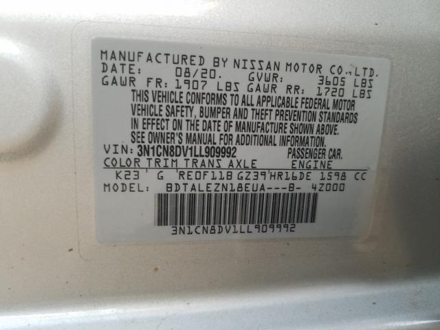 Photo 9 VIN: 3N1CN8DV1LL909992 - NISSAN VERSA 