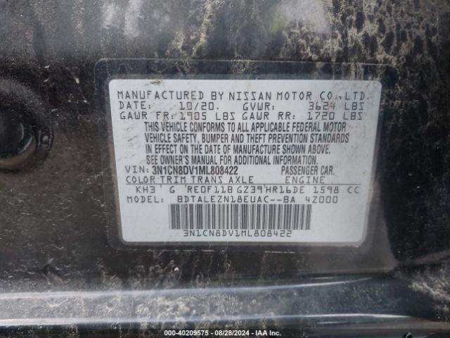 Photo 8 VIN: 3N1CN8DV1ML808422 - NISSAN VERSA 