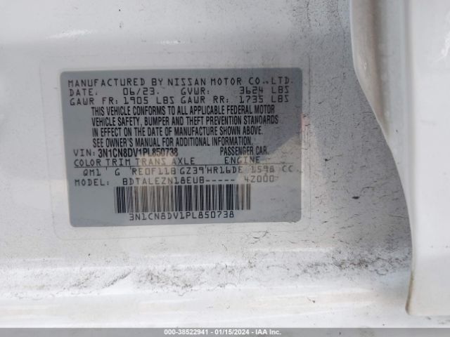 Photo 8 VIN: 3N1CN8DV1PL850738 - NISSAN VERSA 