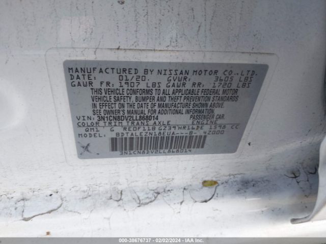 Photo 8 VIN: 3N1CN8DV2LL868014 - NISSAN VERSA 