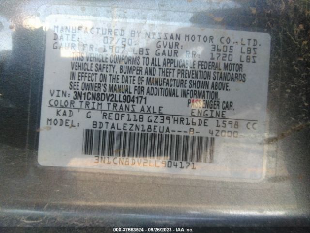 Photo 8 VIN: 3N1CN8DV2LL904171 - NISSAN VERSA 