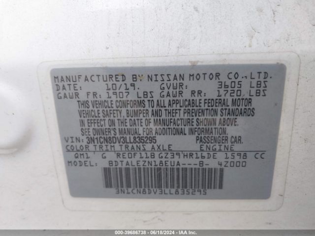 Photo 8 VIN: 3N1CN8DV3LL835295 - NISSAN VERSA 