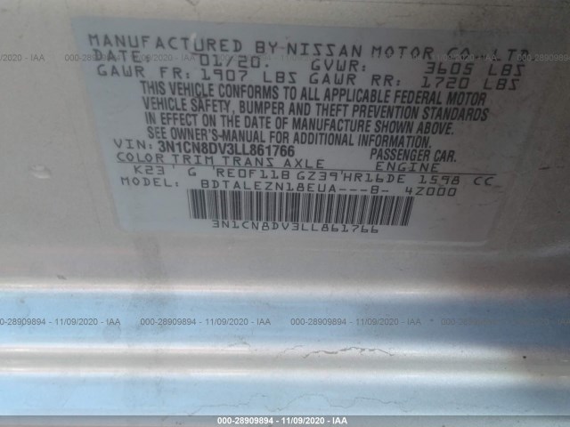 Photo 8 VIN: 3N1CN8DV3LL861766 - NISSAN VERSA 