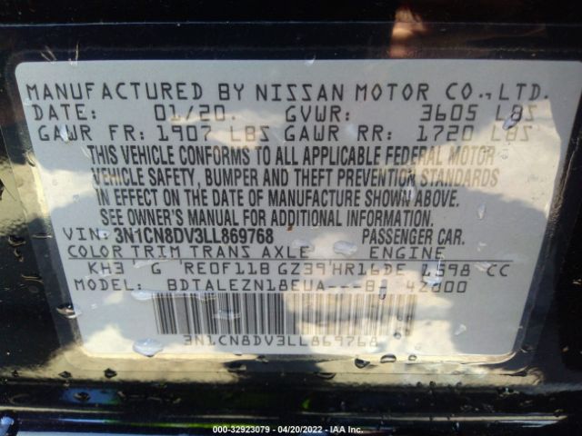 Photo 8 VIN: 3N1CN8DV3LL869768 - NISSAN VERSA 