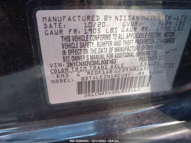 Photo 8 VIN: 3N1CN8DV3ML808163 - NISSAN VERSA 