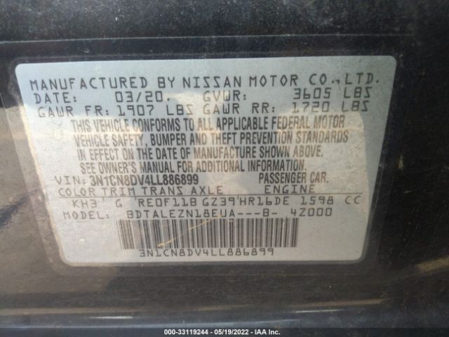 Photo 8 VIN: 3N1CN8DV4LL886899 - NISSAN VERSA 