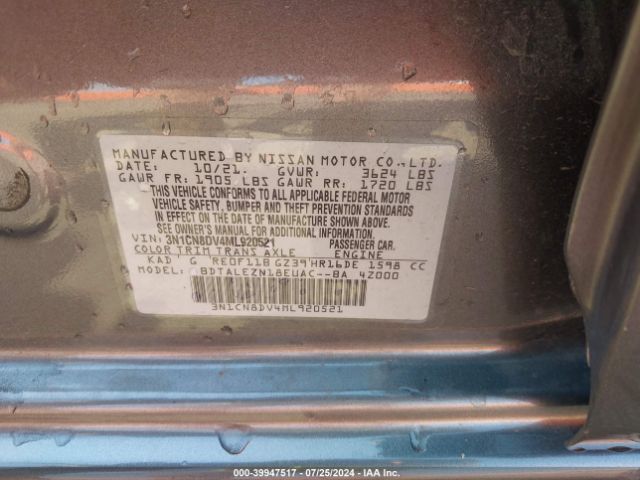 Photo 8 VIN: 3N1CN8DV4ML920521 - NISSAN VERSA 