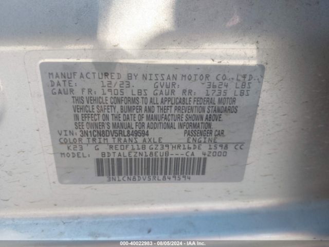 Photo 8 VIN: 3N1CN8DV5RL849594 - NISSAN VERSA 