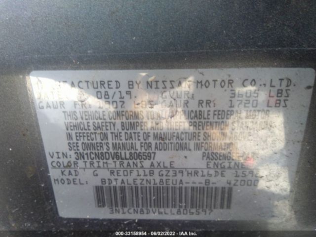 Photo 8 VIN: 3N1CN8DV6LL806597 - NISSAN VERSA 