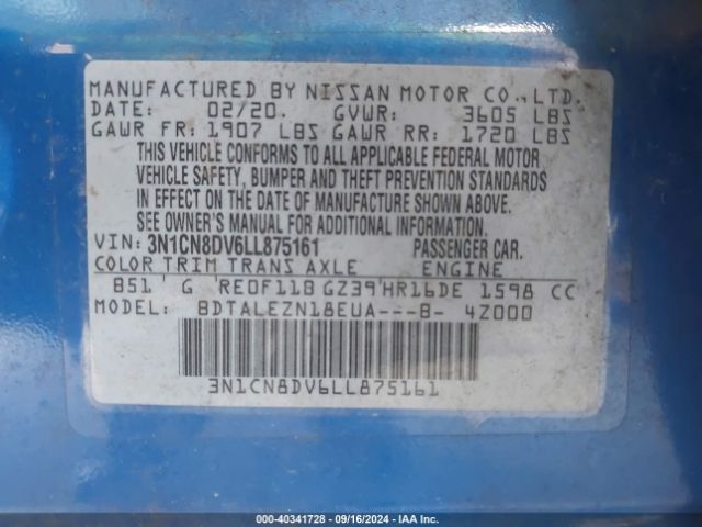 Photo 8 VIN: 3N1CN8DV6LL875161 - NISSAN VERSA 