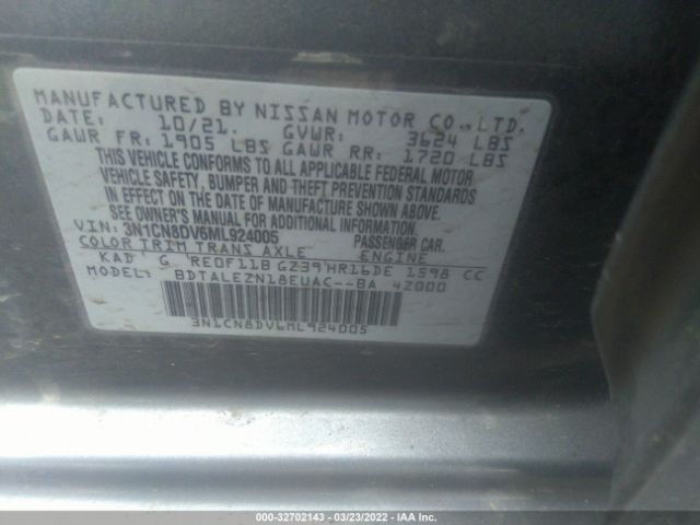 Photo 8 VIN: 3N1CN8DV6ML924005 - NISSAN VERSA 