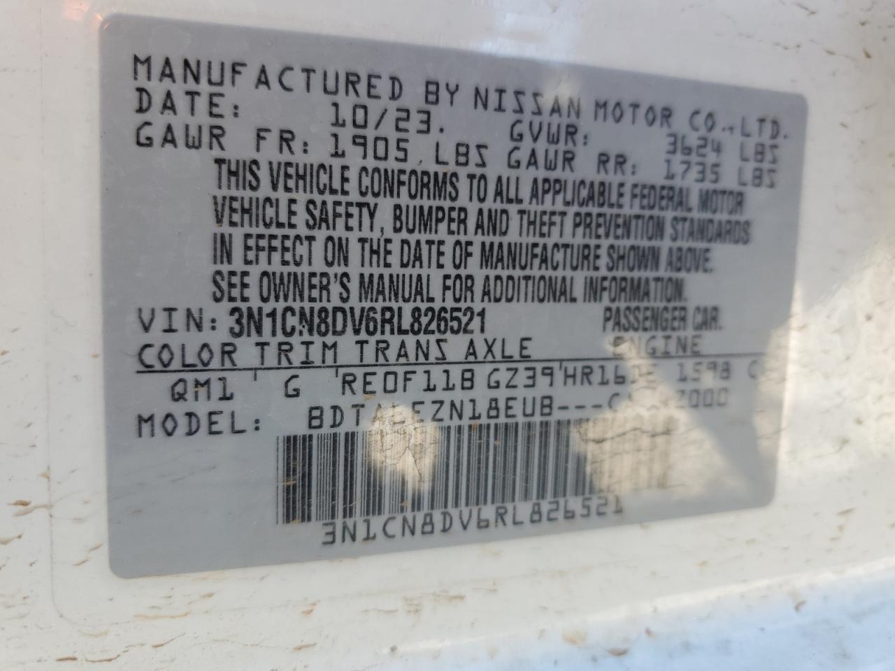 Photo 11 VIN: 3N1CN8DV6RL826521 - NISSAN VERSA 