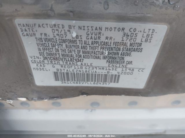 Photo 8 VIN: 3N1CN8DV7LL824347 - NISSAN VERSA 