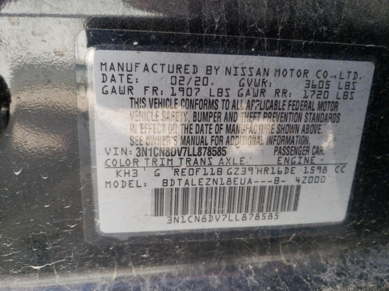 Photo 11 VIN: 3N1CN8DV7LL878585 - NISSAN VERSA 