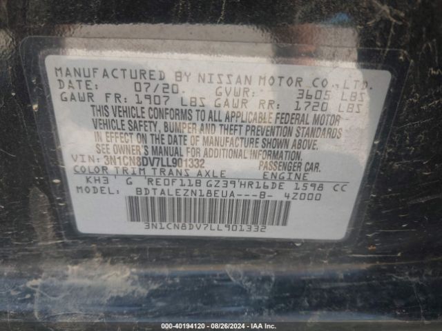 Photo 8 VIN: 3N1CN8DV7LL901332 - NISSAN VERSA 