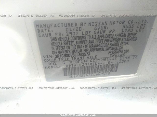 Photo 8 VIN: 3N1CN8DV8LL862573 - NISSAN VERSA 